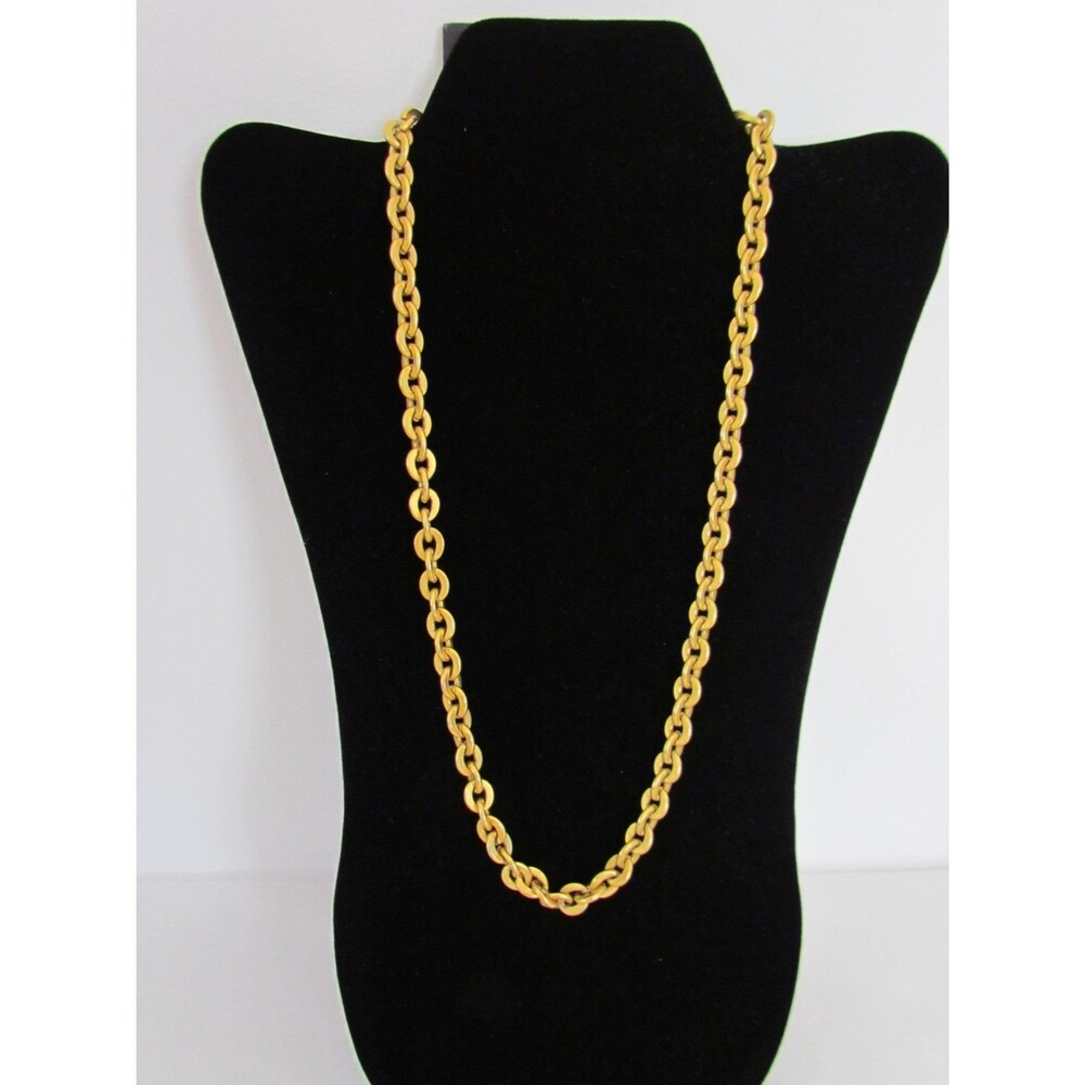 Vintage Y2K Gold Tone Double Cable Link Chain Necklace Heavy 24 in